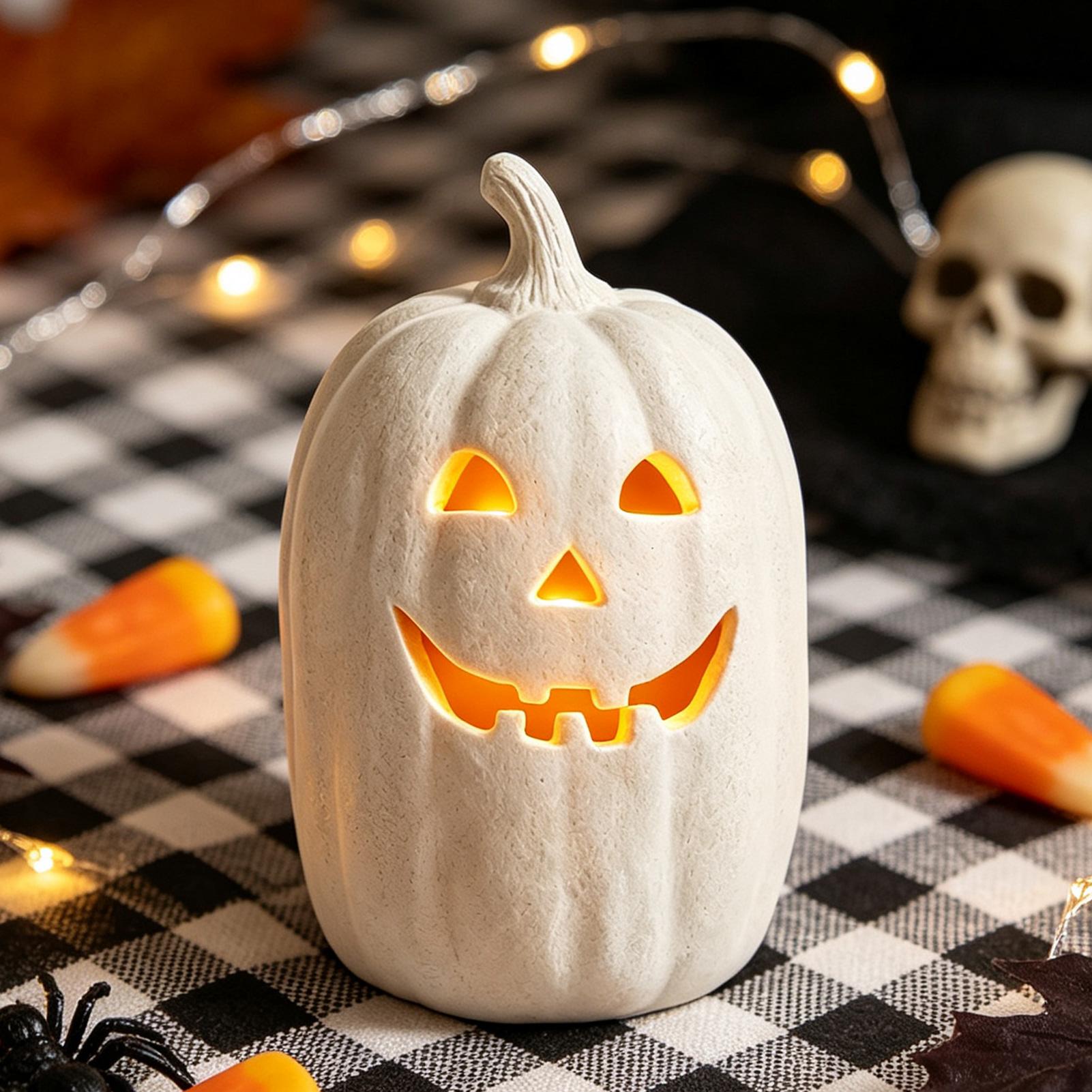 Home Decor Halloween - งานฝีมือฟักทองฮาโลวีน โคมไฟฟักทองเรซิ่นทำมือ ของตกแต่งบ้านฮาโลวีน สำหรับตกแต่งโต๊ะกลางในบ้าน