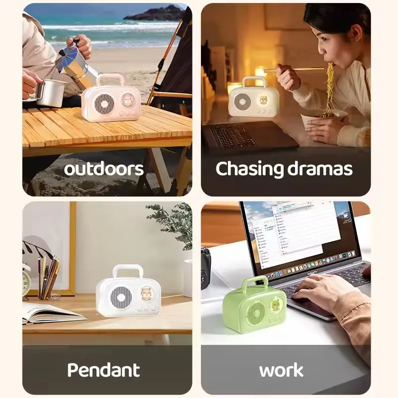 Home Decor Range - ลำโพงบลูทูธไร้สายมินิเรโทรรุ่นใหม่ พร้อมไฟบรรยากาศรูปแคปซูลอวกาศการ์ตูน ระบบเสียงไฮไฟสเตอริโอ พกพาสะดวก ใช้ตกแต่งโต๊ะทำงาน