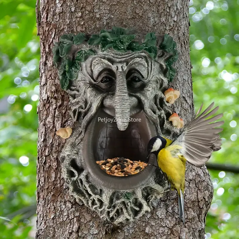Home Decor Tree - ที่ให้อาหารนกกลางแจ้งรูปหน้าต้นไม้, ที่ให้อาหารนกแบบเห็ดปากกว้างรูปหน้าต้นไม้, ของตกแต่งบ้าน