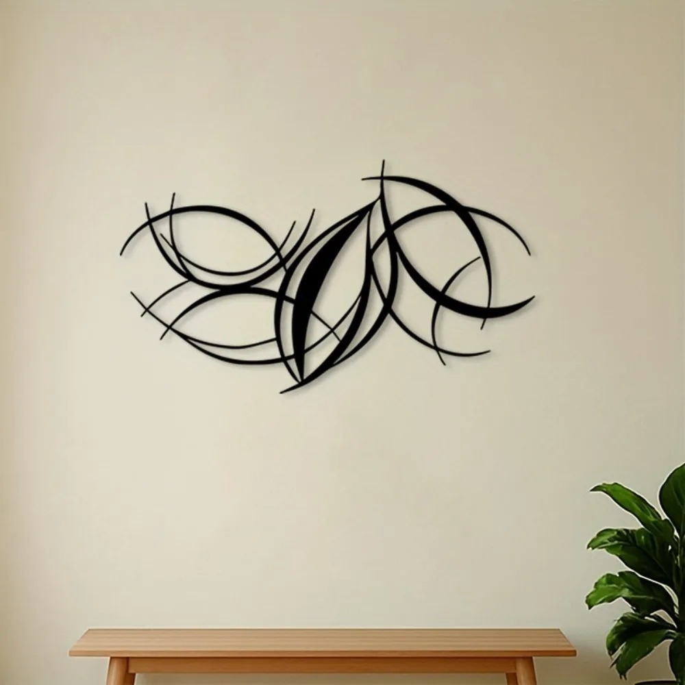 Home Decor Brand - งานศิลปะติดผนังเหล็กโค้งทันสมัย ทนทานด้วยการเคลือบผิวอย่างดี เหมาะสำหรับตกแต่งห้องนั่งเล่น สำนักงาน ห้องแสดงผลงาน และบ้าน