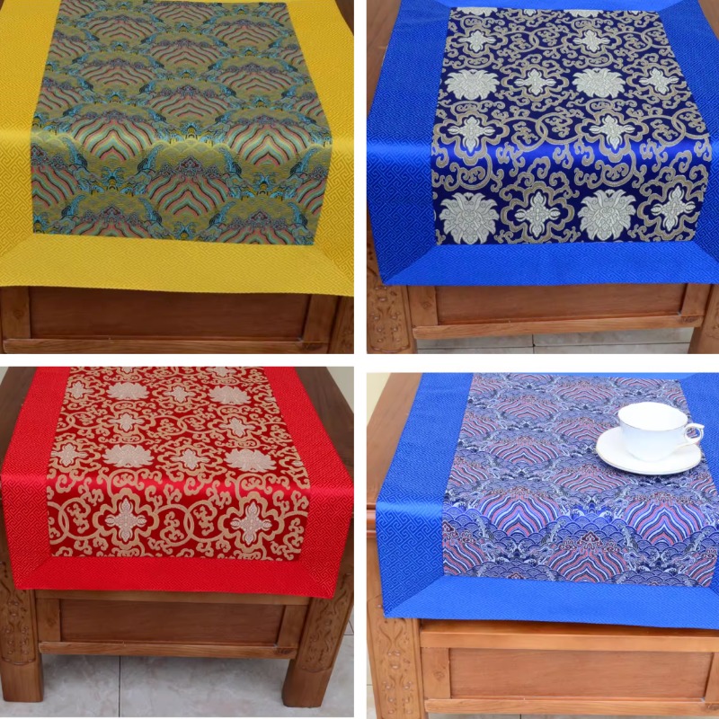 Home Decor Interior - ผ้าปูโต๊ะลายผ้าไหมทิเบตแบบดั้งเดิม สำหรับตกแต่งภายในบ้าน ห้องพระ ผ้ารองพิธีกรรม ผ้ารองพระ อุปกรณ์ทางศาสนา