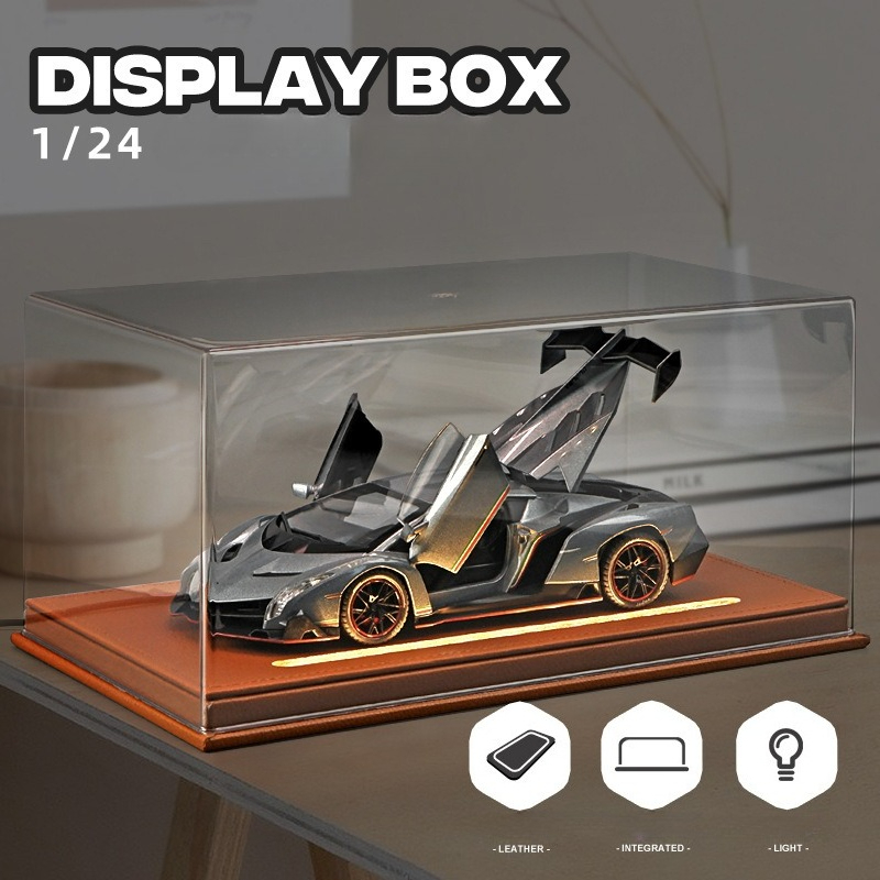 Home Decor Mod - อะคริลิคกล่องสําหรับ 1:24 รถจําลองรถคอลเลกชันเครื่องประดับป้องกันฝุ่นกล่อง Home Decor