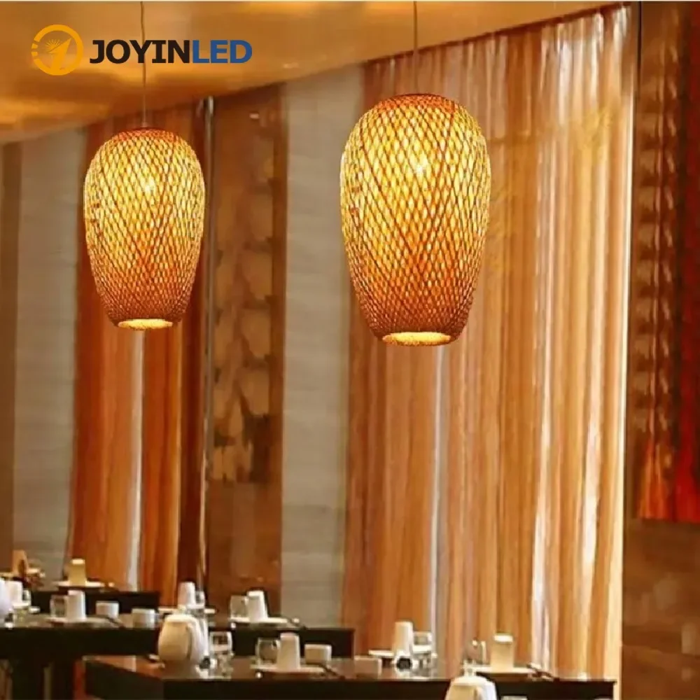 Hanging Moon Lamp - โคมไฟแขวนตะกร้าสานหวายที่ห้อยไฟไม้ไผ่โคมไฟสานที่ห้อยไฟสำหรับแขวนที่ห้อยไฟกลางแจ้ง