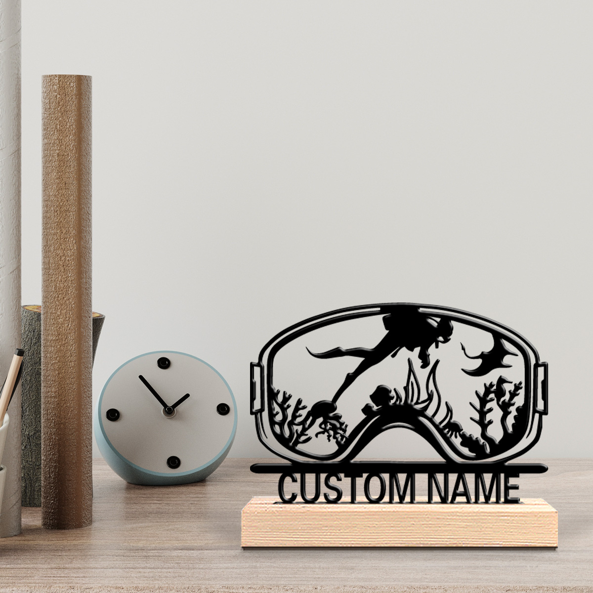 Home Decor Mod - ของตกแต่งผนังฐานไม้ลายดำน้ำแบบน่ารัก 1 ชิ้น ตกแต่งบ้านสไตล์โมเดิร์นรัสติก เหมาะสำหรับห้องครัว ห้องรับประทานอาหาร