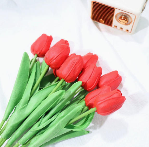 Home Decor Tulip - ดอกทิวลิปประดิษฐ์ 5 ชิ้น ชิ้นงานตกแต่งสำหรับห้องนั่งเล่น ของขวัญที่เหมาะสำหรับครูและคุณแม่