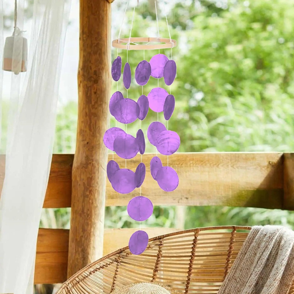 Boho Wind Chimes - ABMI-Shell กระดิ่งลมสำหรับตกแต่งสวนภายนอก กระดิ่งลมชายฝั่งแบบแขวนได้ สไตล์โบโฮ เหมาะสำหรับภรรยา สาวๆ