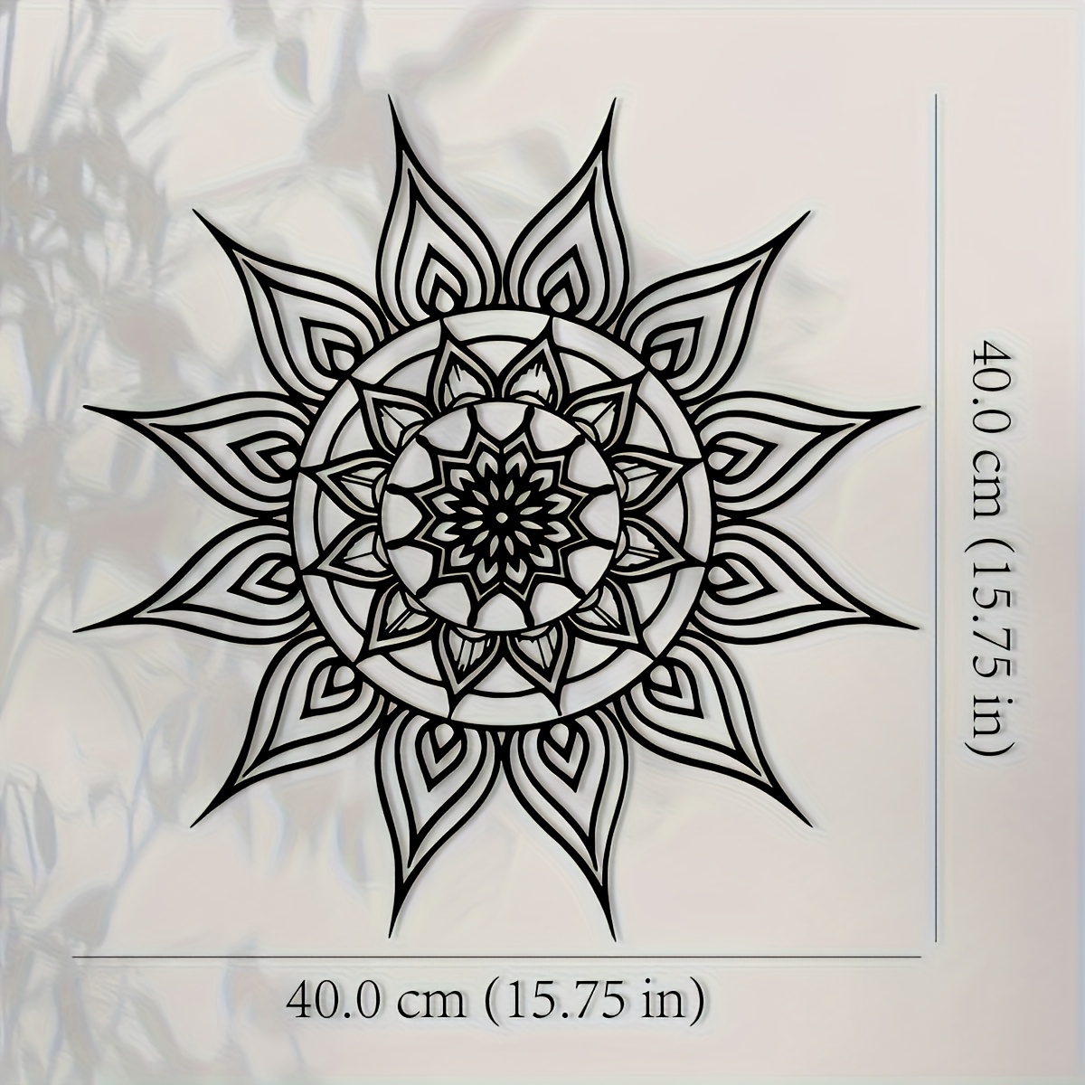 Home Decor Brand - งานศิลปะติดผนังโลหะลายดอกไม้เรขาคณิตสีดำขาว 2 มิติ แบรนด์ Sun Mandala