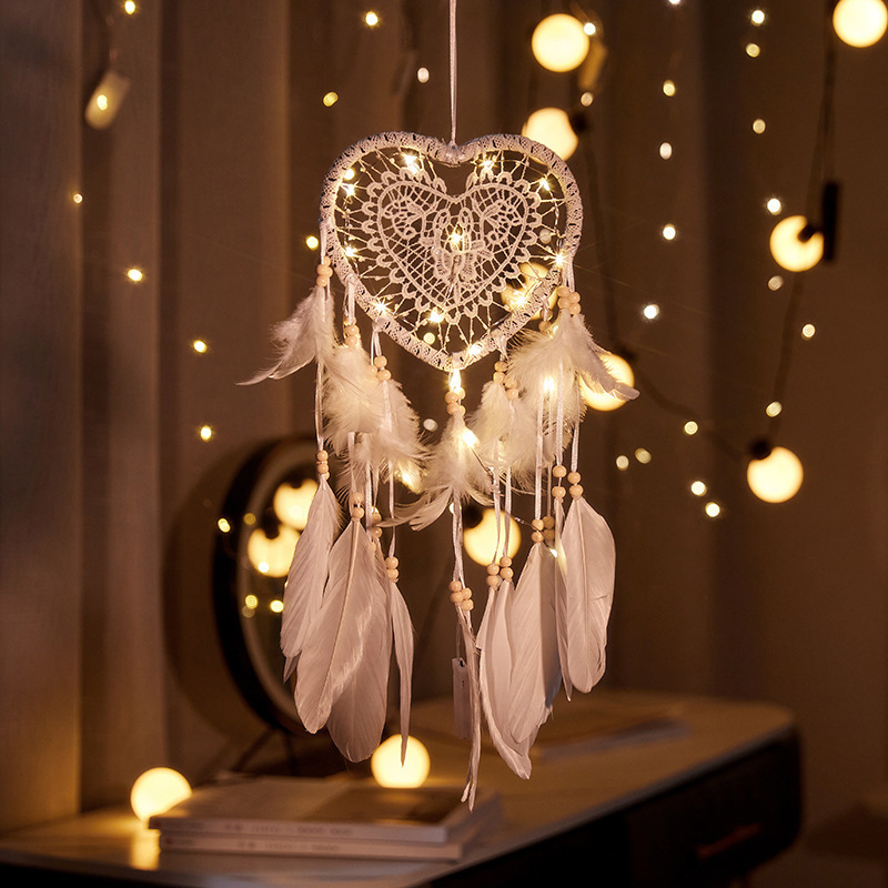 Boho Wind Chimes - เครื่องดักฝันสไตล์โบฮีเมียนวาเลนไทน์ งานแฮนด์เมด แขวนผนัง ประดับขนนก พร้อมกระดิ่งลม ของขวัญสุดเพอร์เฟกต์สำหรับคนรักเรื่องจิตวิญญาณและโบโฮ