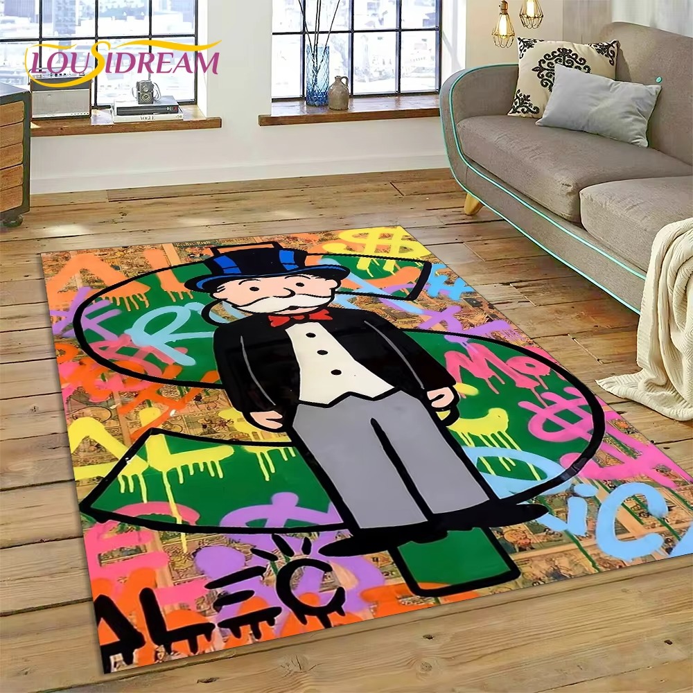 Home Decor Game Online - พรมลายการ์ตูนเกมดอลลาร์โมโนโพลี สำหรับห้องนั่งเล่น ห้องนอน ตกแต่งบ้าน พรมปูพื้นกันลื่น ตกแต่งโซฟา