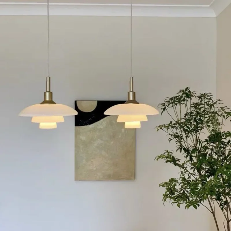Hanging Moon Lamp - โคมไฟระย้ากระจกจานจากดีไซเนอร์เดนมาร์กห้องนอนนอร์ดิกอุปกรณ์ตกแต่งบ้านโรงแรมสามชั้นสีเงินสีขาวทอง