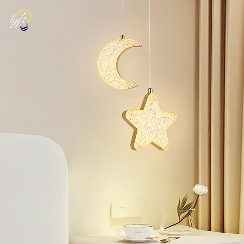 Hanging Moon Lamp - ไฟ LED จี้แขวนโคมไฟภายใน Nordic ตกแต่งบ้านห้องนั่งเล่นห้องนอนข้างเตียง Moon