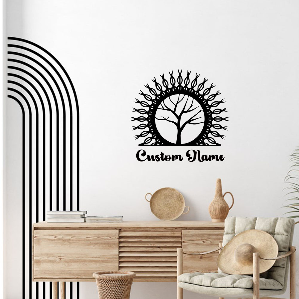 Home Decor Tree - 1 ชิ้น สติ๊กเกอร์ติดผนังลายต้นไม้แห้งแบบสร้างสรรค์ ตกแต่งบ้าน ตกแต่งห้องนั่งเล่น พร้อมข้อความที่กำหนดเองได้