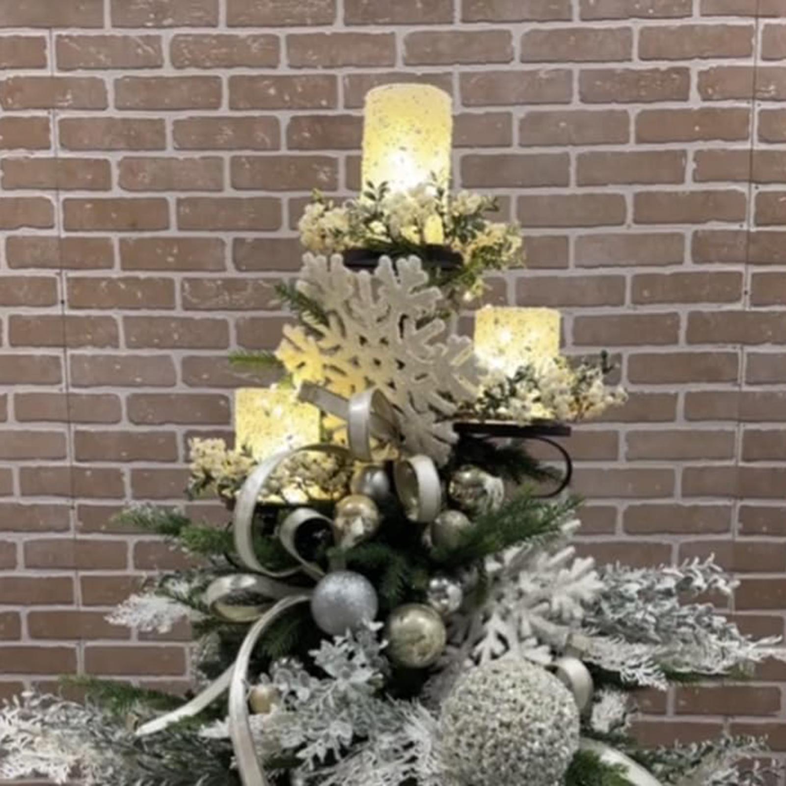 Home Decor Tree - เชิงเทียนติดต้นคริสต์มาสแบบสามแขน สีดำเมทัลลิก สำหรับตกแต่งเทศกาลคริสต์มาส
