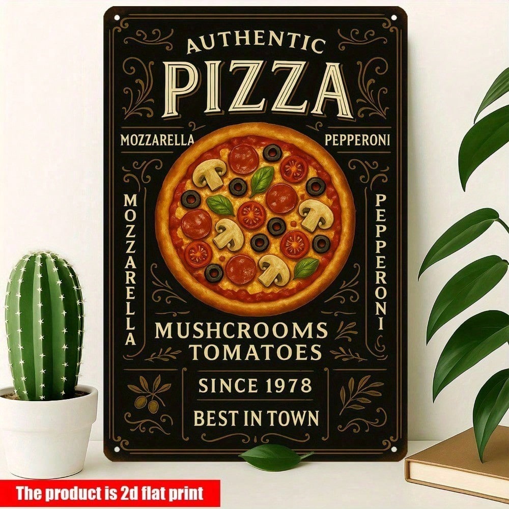 Home Decor Shop - ป้ายโลหะวินเทจสำหรับร้านพิซซ่า - ของตกแต่งผนังครัวสไตล์เรโทร, ของขวัญตกแต่งร้านพิซซ่าสำหรับบ้าน บาร์ คาเฟ่