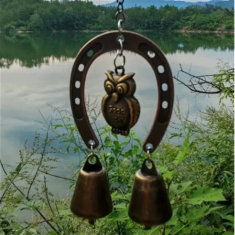 Boho Wind Chimes - กระดิ่งลมรูปเกือกม้าพร้อมนกฮูกและผีเสื้อ ตกแต่งสไตล์โบโฮแบบเรียบง่าย สำหรับตกแต่งบ้านและสวน ของขวัญสำหรับผู้หญิง