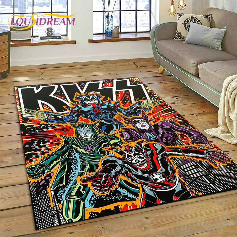 พรมลายร็อคแบบ3D Kiss พรมสำหรับ - Home Decor Game Online บทวิจารณ์และราคา