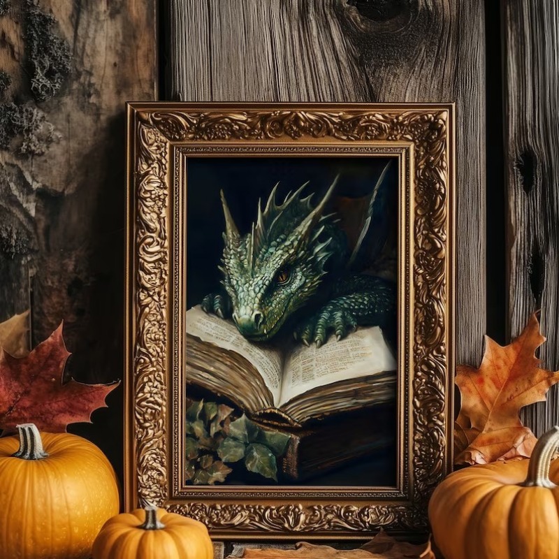 โปสเตอร์มังกรขนาดใหญ่กำลังอ่าน - Home Decor Gothic บทวิจารณ์และราคา
