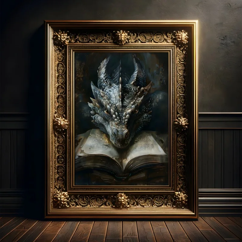 โปสเตอร์มังกรขนาดใหญ่กำลังอ่าน - Home Decor Gothic บทวิจารณ์และราคา