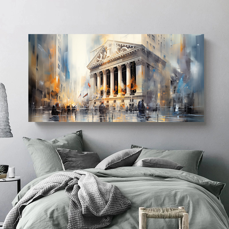 ภาพพิมพ์บนผ้าใบลายกราฟิกตลาดหุ - Home Decor Exchange บทวิจารณ์และราคา