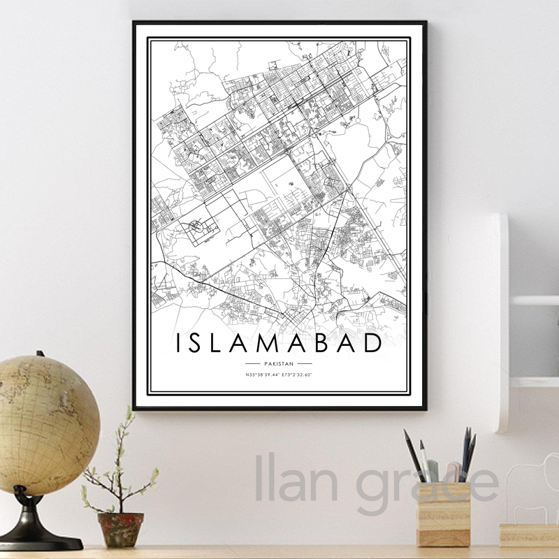 การาจีแผนที่เมืองโปสเตอร์อิสลา - Home Decor Karachi บทวิจารณ์และราคา