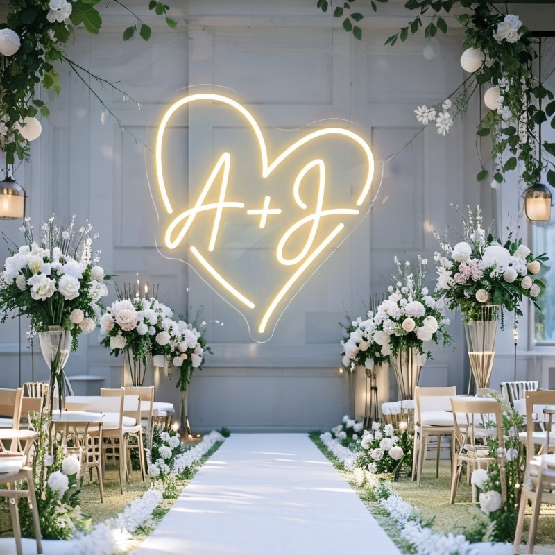 CUSTOM Initials หัวใจ LED Neon - Home Decor Halloween บทวิจารณ์และราคา