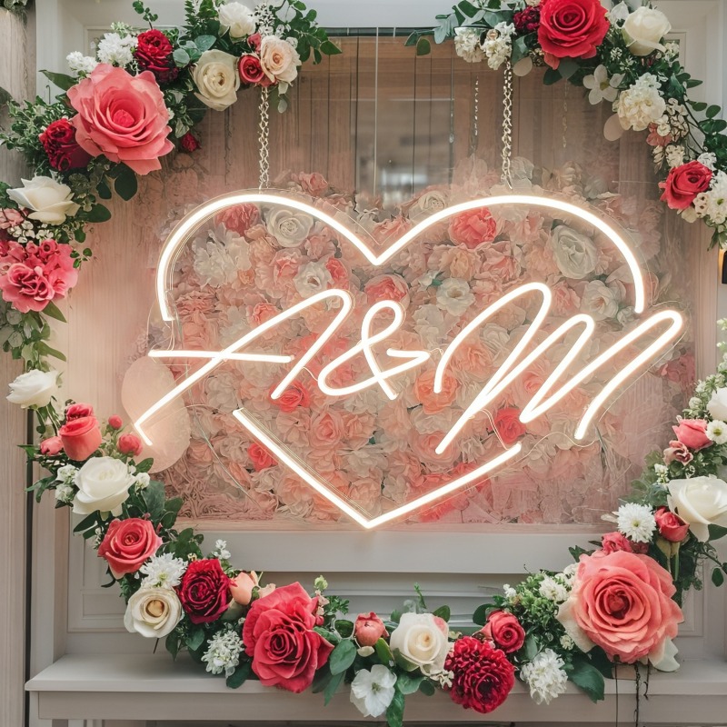 CUSTOM Initials หัวใจ LED Neon - Home Decor Halloween บทวิจารณ์และราคา