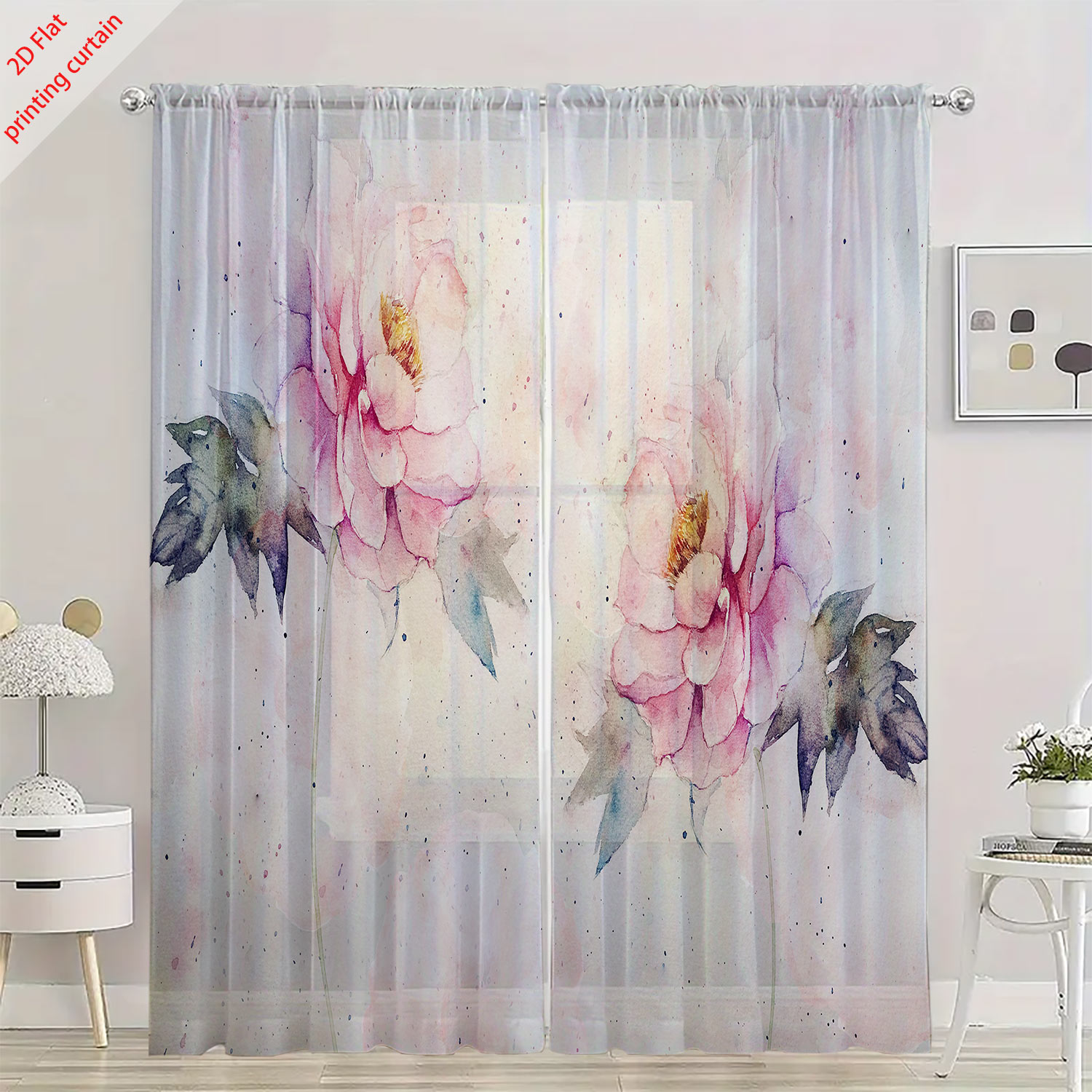 ผ้าม่านโปร่งแสงพิมพ์ลายดอกทิวล - Home Decor Tulip บทวิจารณ์และราคา