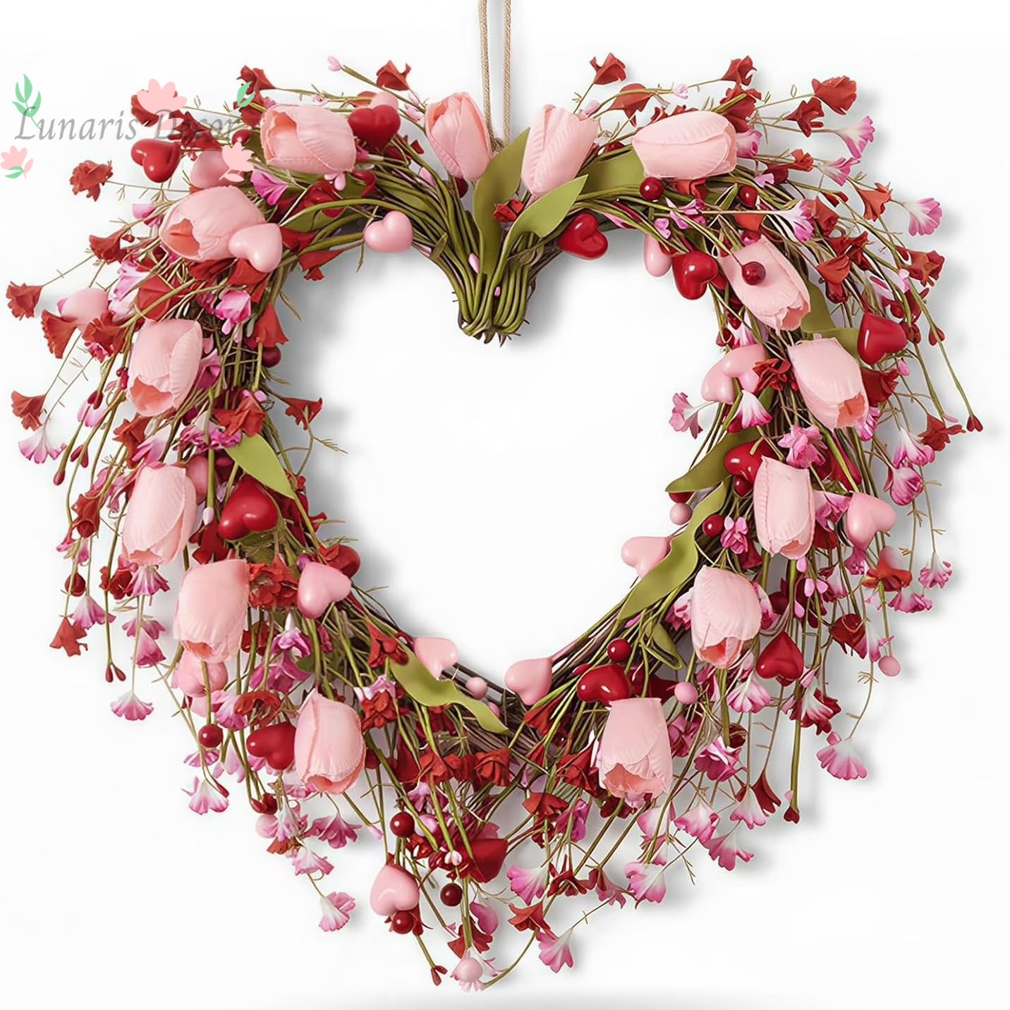 พวงหรีดดอกทิวลิปรูปหัวใจสีชมพู - Home Decor Tulip บทวิจารณ์และราคา