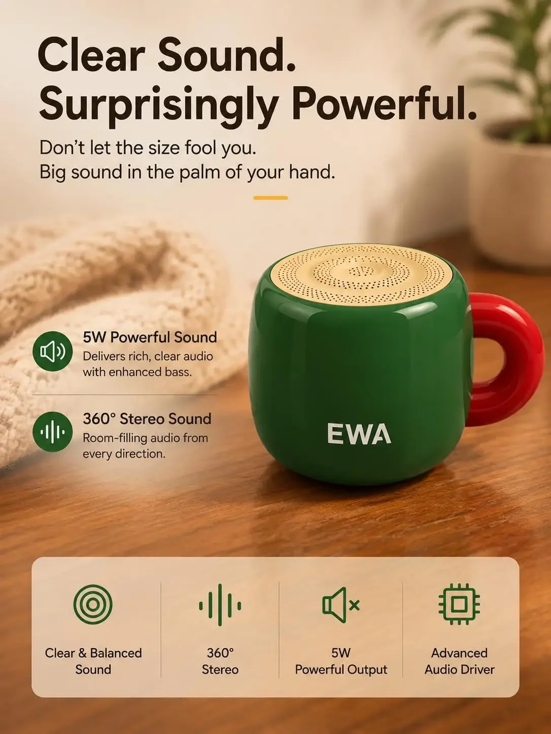 ลำโพงบลูทูธ EWA รูปทรงถ้วยขนาด - Home Decor Range บทวิจารณ์และราคา