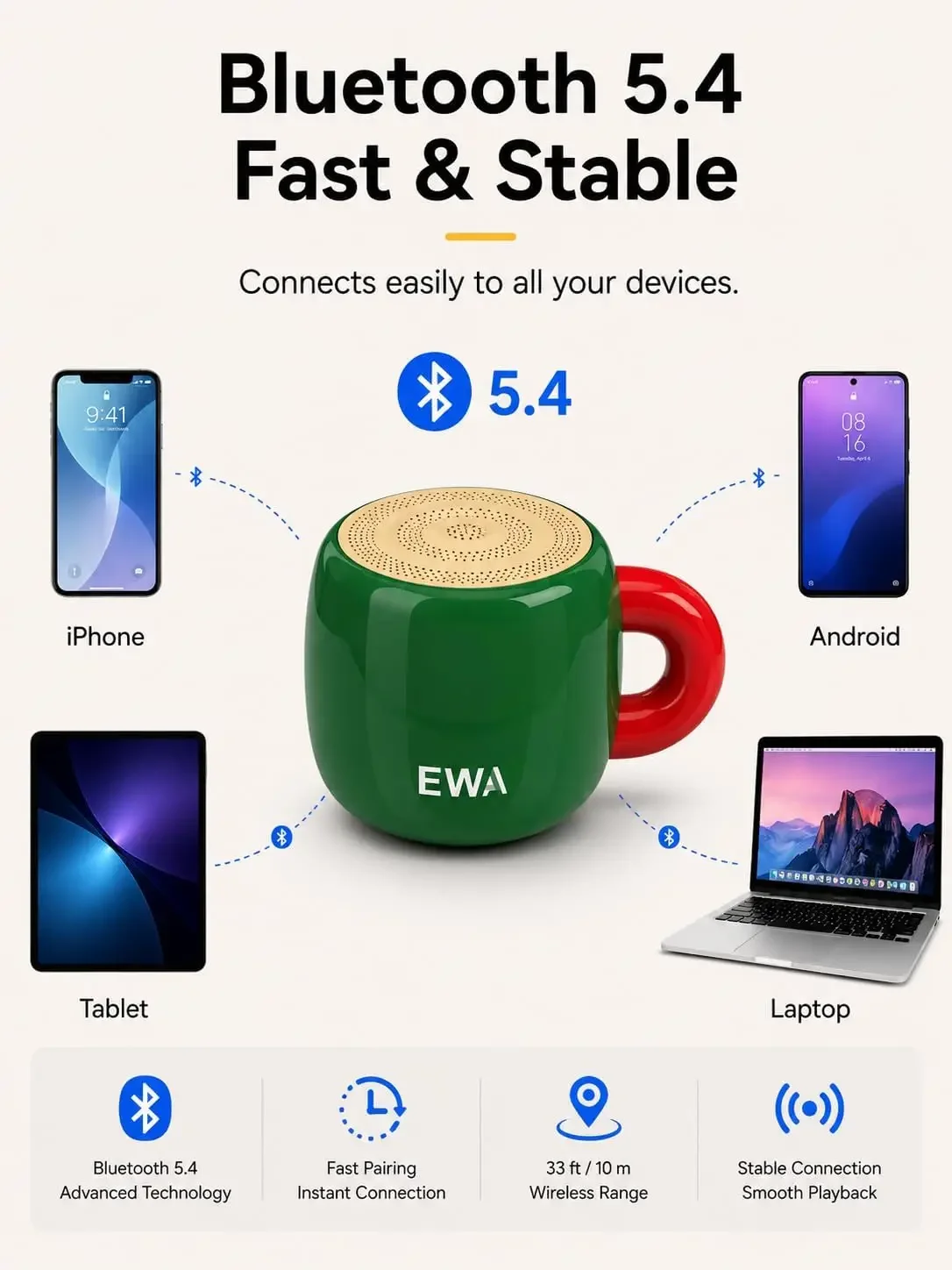 ลำโพงบลูทูธ EWA รูปทรงถ้วยขนาด - Home Decor Range บทวิจารณ์และราคา