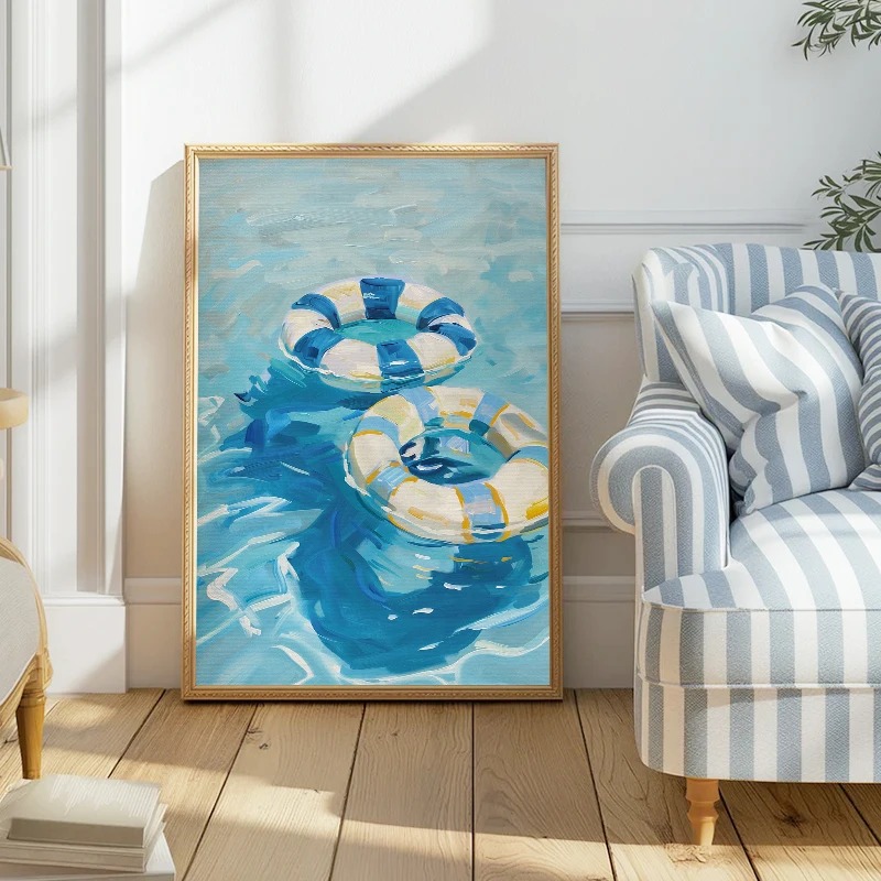ภาพพิมพ์บนผ้าใบลายเรือใบชายฝั่ - Home Decor Interior บทวิจารณ์และราคา