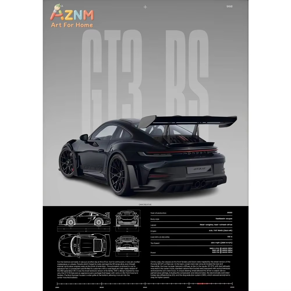 1 ชิ้นมินิมอลลิสต์ 911 GT3-RS  - Home Decor Interior บทวิจารณ์และราคา