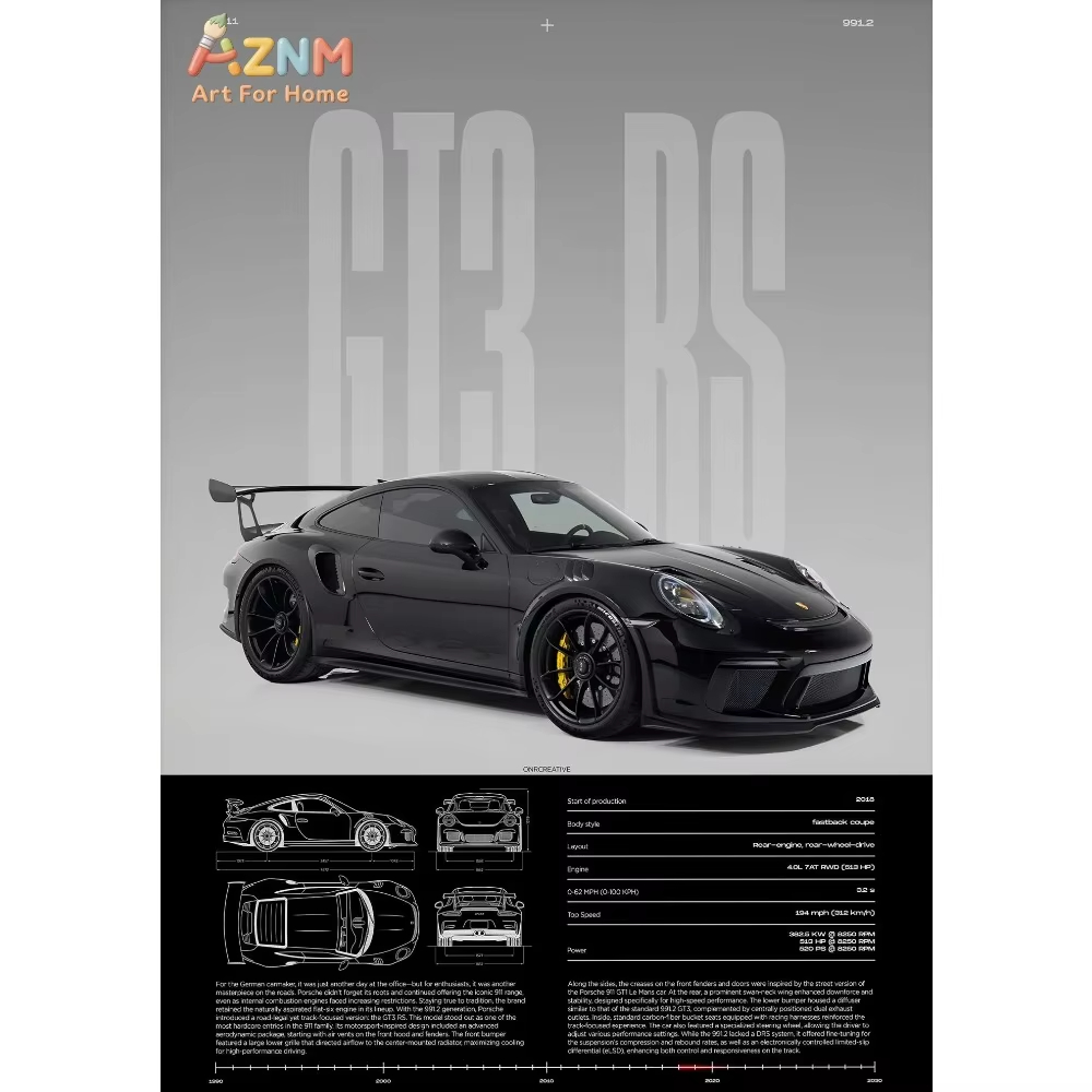 1 ชิ้นมินิมอลลิสต์ 911 GT3-RS  - Home Decor Interior บทวิจารณ์และราคา