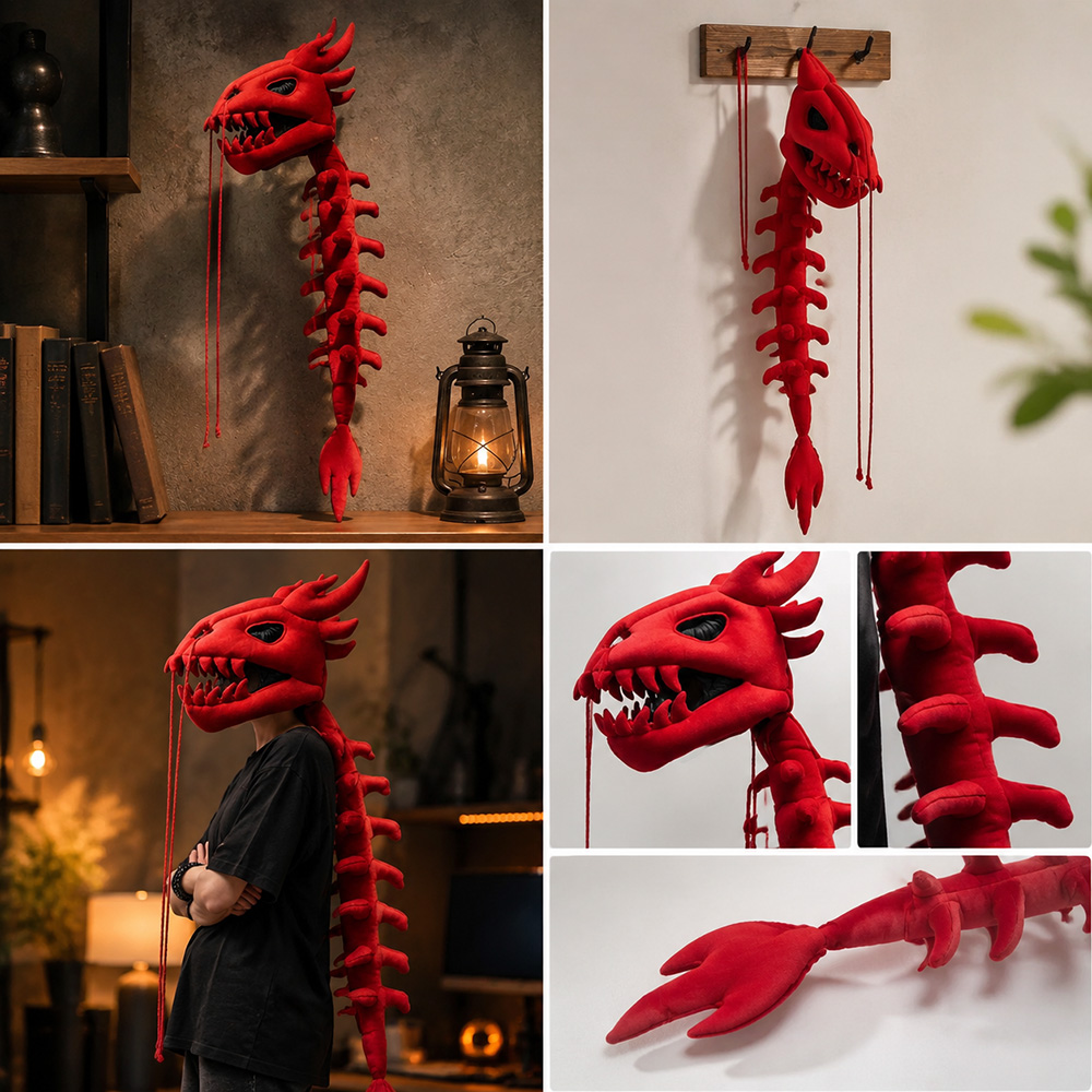 หน้ากากหัวไดโนเสาร์พร้อมฮู้ดขน - Home Decor Gothic บทวิจารณ์และราคา