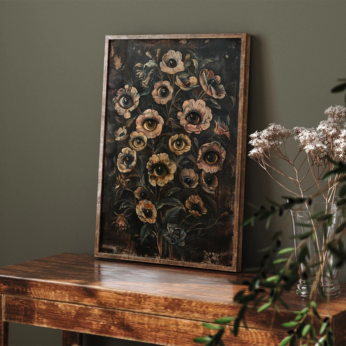 ภาพพิมพ์บนผ้าใบลายดอกไม้สไตล์ว - Home Decor Gothic บทวิจารณ์และราคา