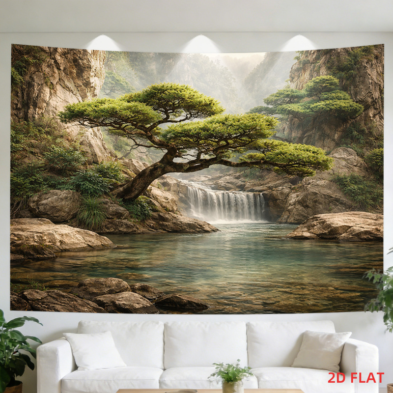 ผ้าแขวนผนังลายภูเขาและน้ำตก Lu - Home Decor Range บทวิจารณ์และราคา