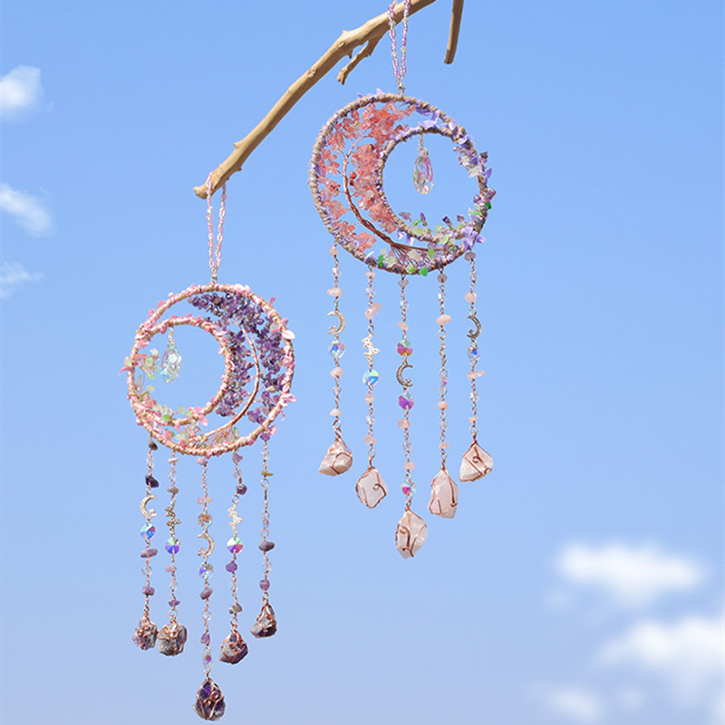 คริสตัลสีม่วงอเมทิสต์ควอตซ์ Tr - Boho Wind Chimes บทวิจารณ์และราคา
