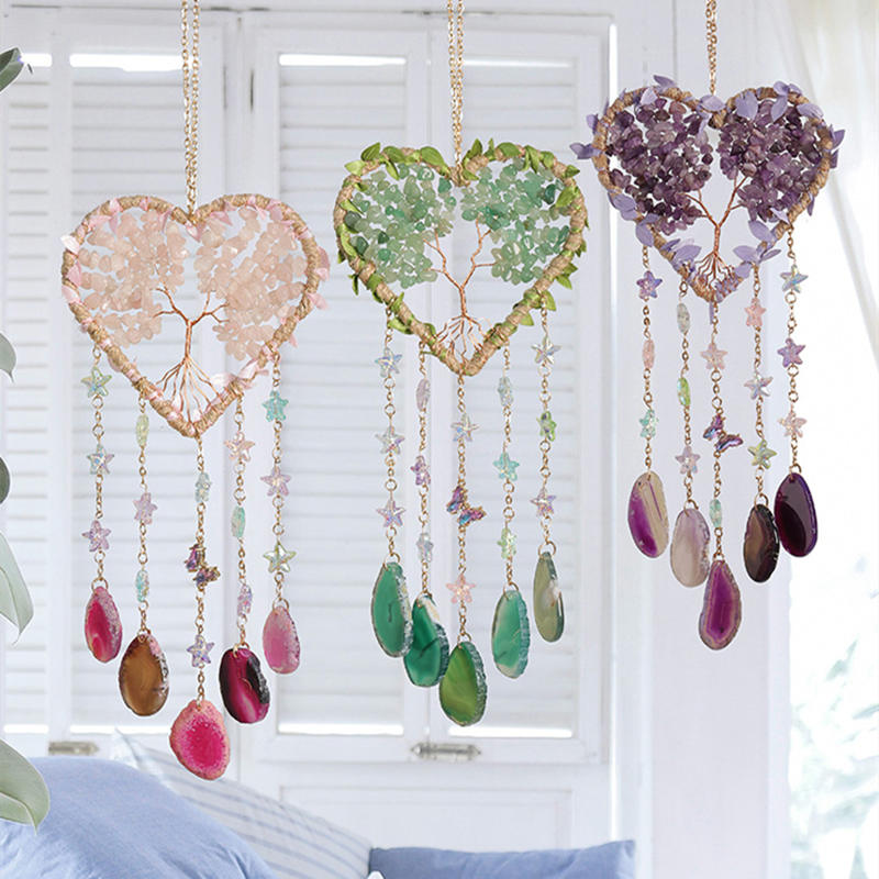 คริสตัลสีม่วงอเมทิสต์ควอตซ์ Tr - Boho Wind Chimes บทวิจารณ์และราคา