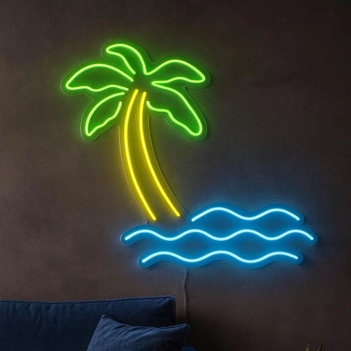 ป้ายไฟนีออนรูปต้นปาล์ม วิวชายห - Home Decor Tree บทวิจารณ์และราคา