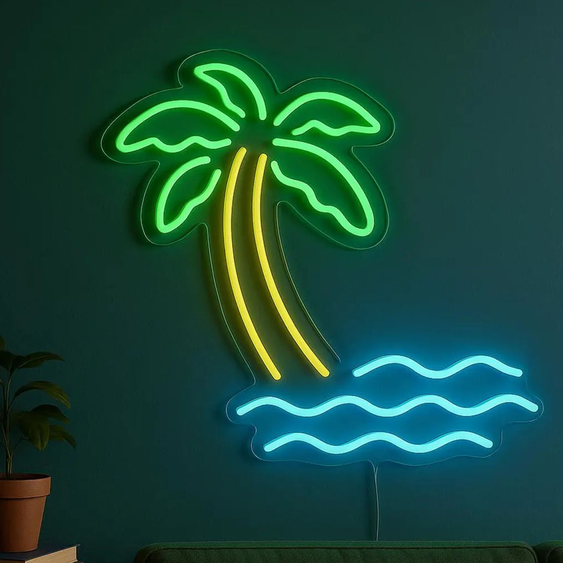 ป้ายไฟนีออนรูปต้นปาล์ม วิวชายห - Home Decor Tree บทวิจารณ์และราคา